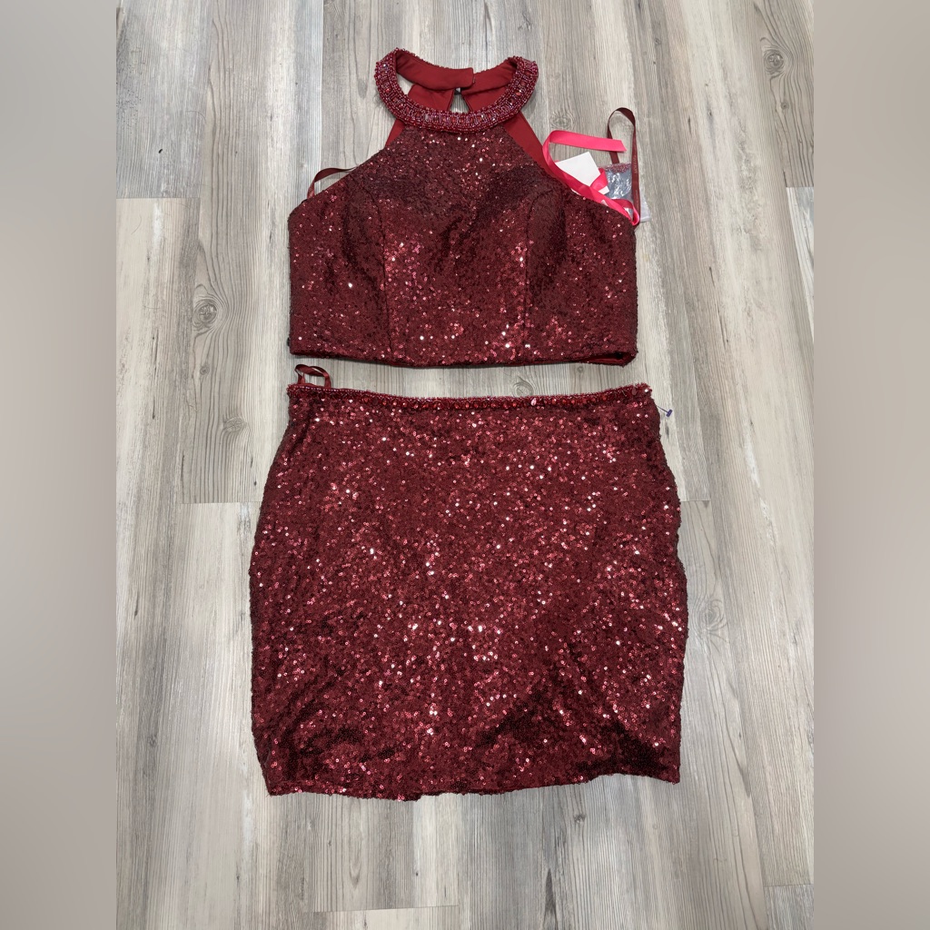 Red Sequin Two-Piece Set